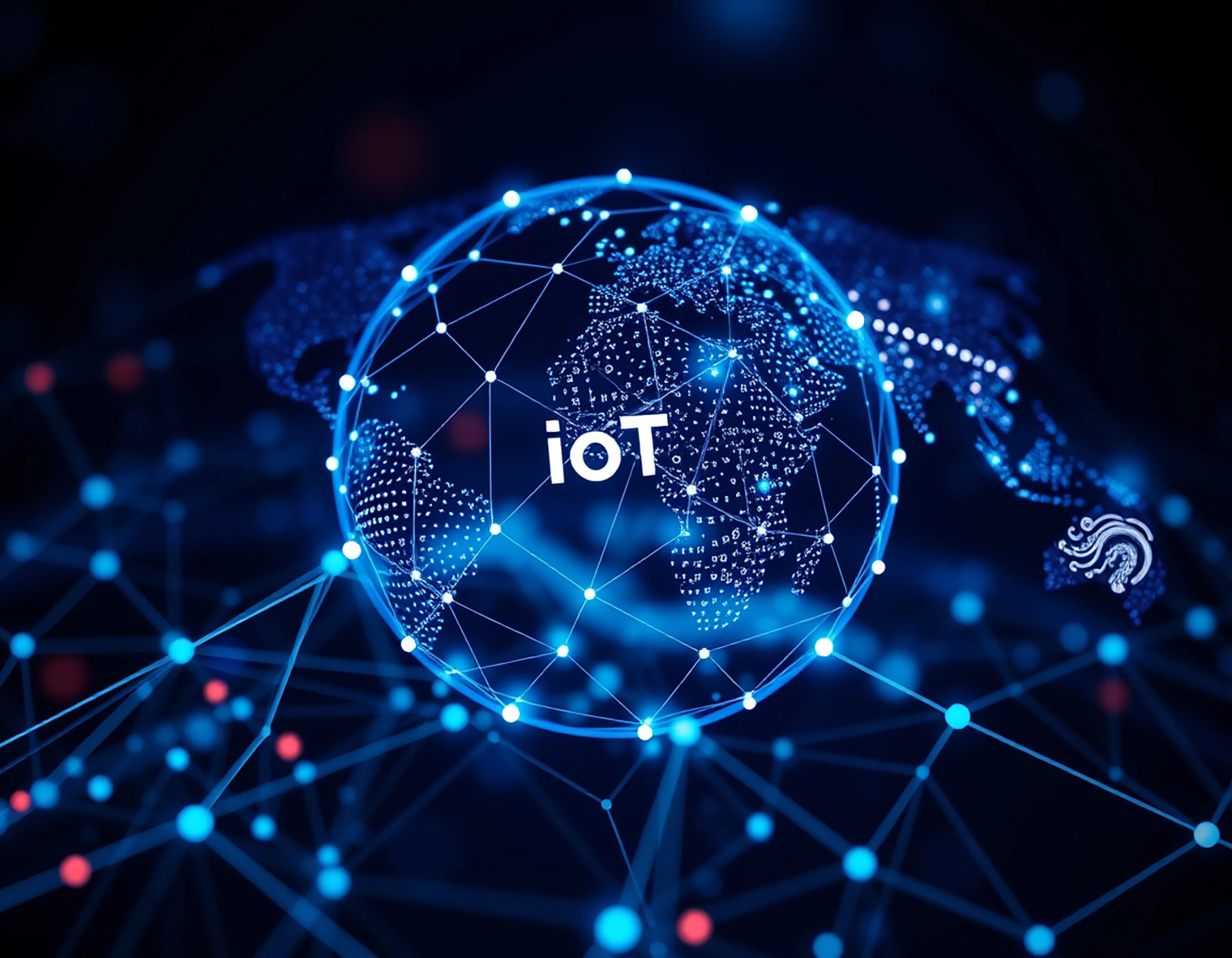 Connected IoT network around a digital globe