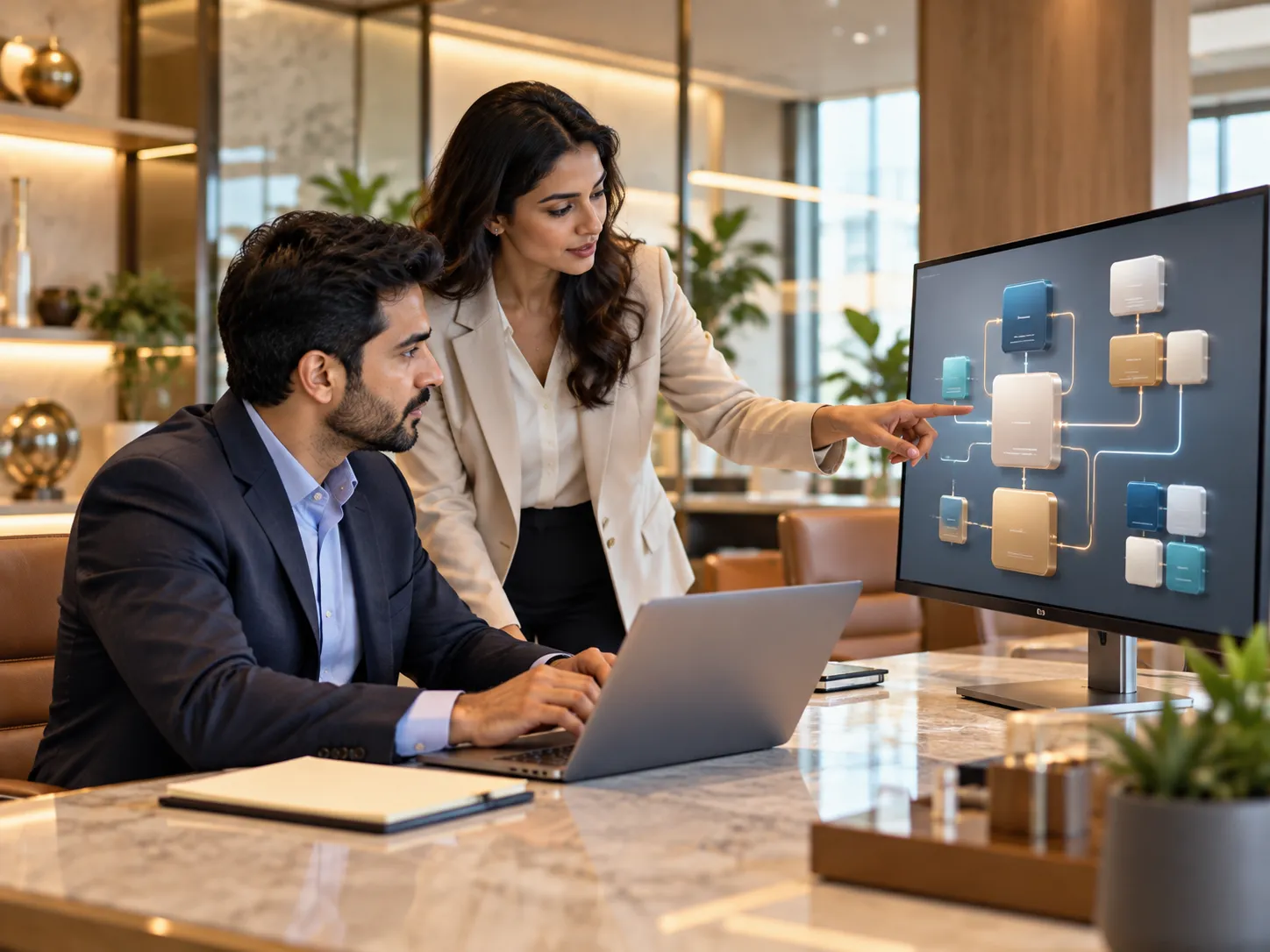 Consultants reviewing an SAP process diagram